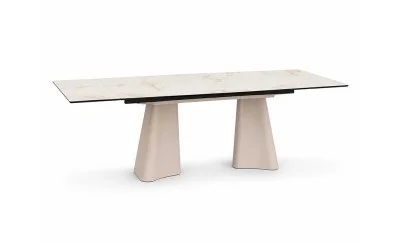 Masa Living Extensibila Blat Ceramic Alb Marmura CT234