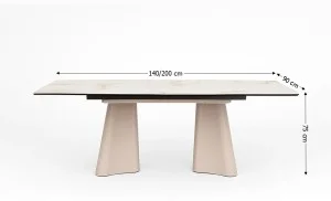 Masa Living Extensibila Blat Ceramic Alb Marmura CT234