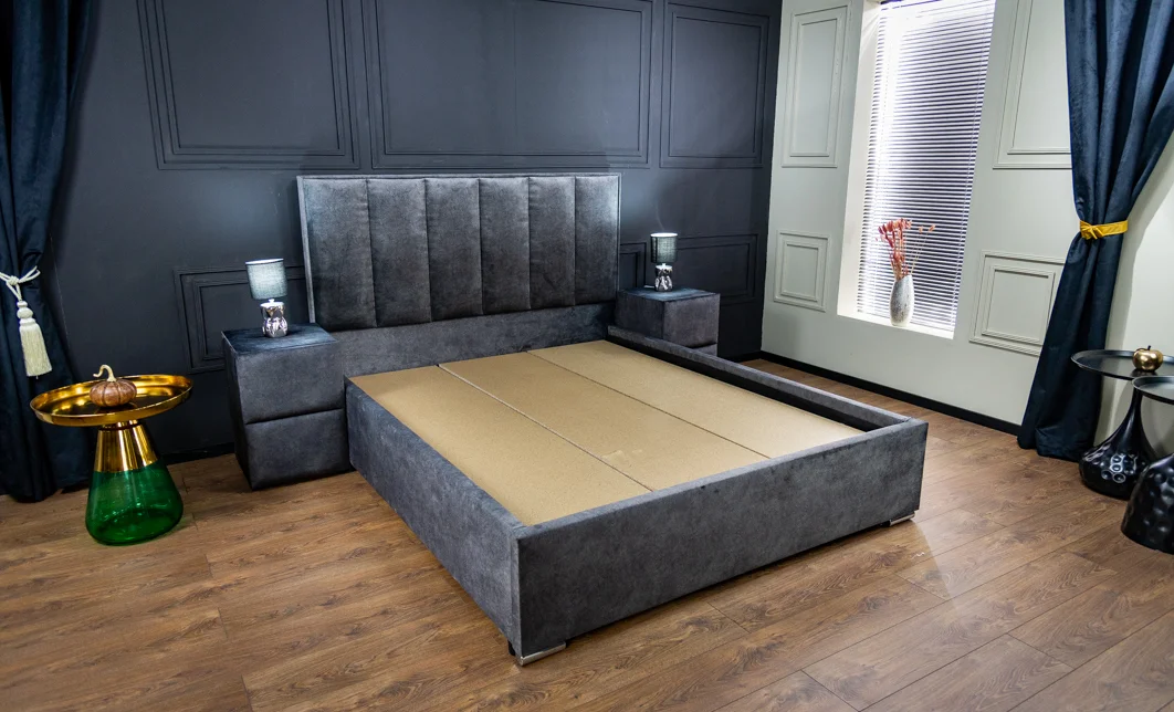 Pat Tapitat Klaus 1, gri închis/somiera pal, 140x200 1