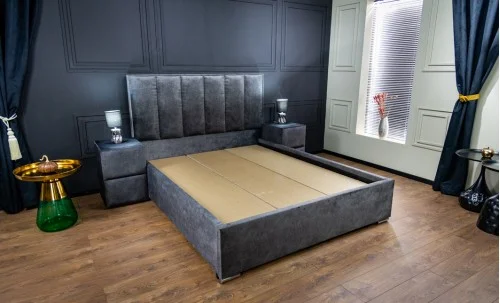 Pat Tapitat Klaus 1, gri închis/somiera pal, 140x200