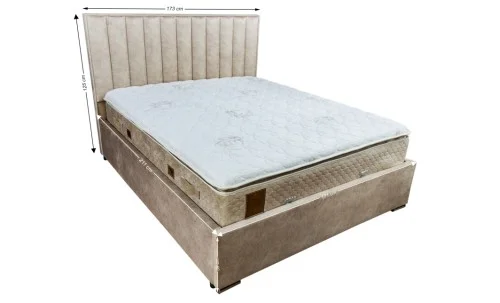 Pat Tapitat Klaus 2, bej deschis/somieră rabatabilă, 160x200