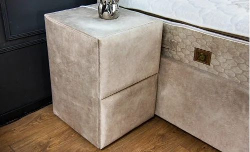 Pat Tapitat Klaus 2, bej deschis/somieră rabatabilă, 160x200