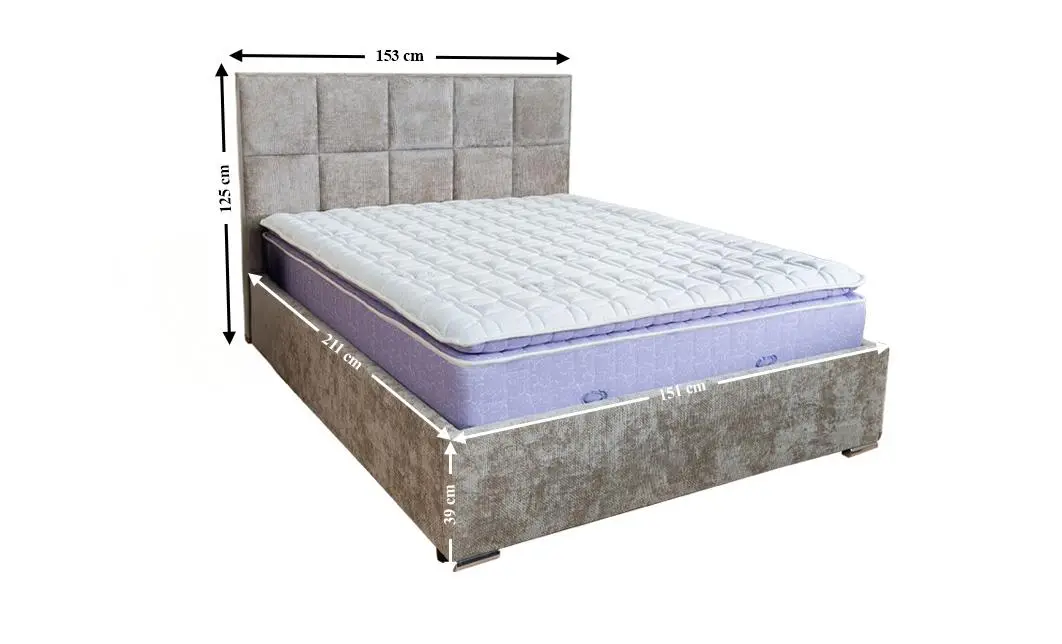 Pat Tapitat Klaus 3, bej deschis/somieră rabatabilă, 140x200 3