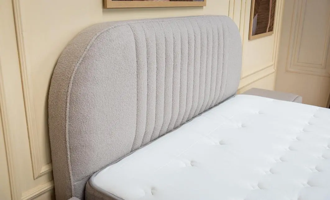 Set Pat Tapitat cu Saltea si Somiera Split Gri Deschis, 160x200