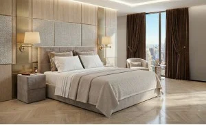 Pat Tapițat Cremona cu Somieră Rabatabilă KJB5734, Bej 160x200 