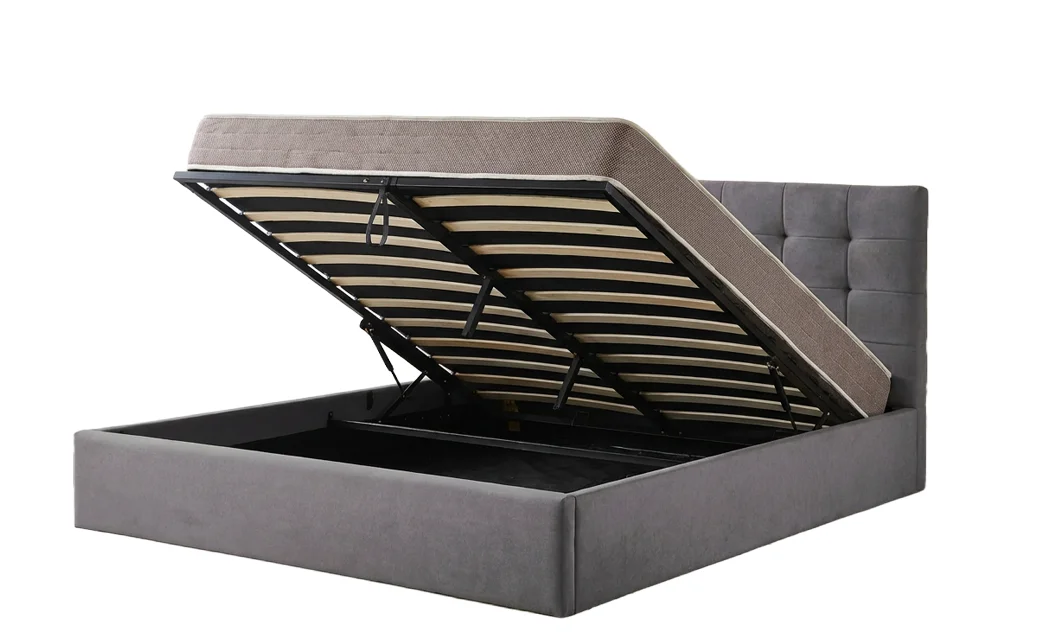 Set Pat Tapițat Cremona KJB5734 Gri cu saltea Bonell si Somieră rabatabilă, 160x200 cm 6