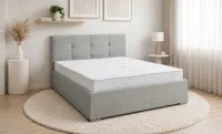 Set Pat Tapițat Fresh cu Saltea Bonell Aloe Vera și Somieră Rabatabilă, Gri Deschis 140x200
