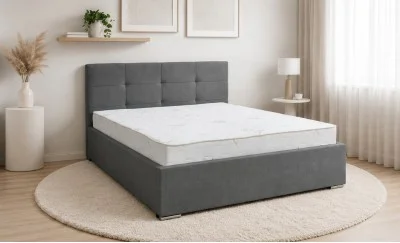 Set Pat Tapițat Fresh cu Saltea Bonell Aloe Vera și Somieră Rabatabilă, Grafit 160x200