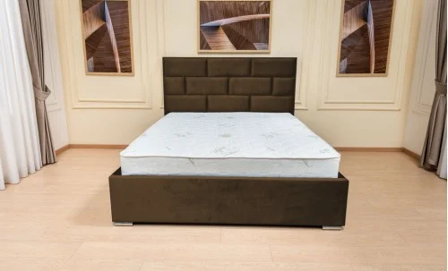 Set Pat Tapițat Mexico cu Saltea Bonell Aloe Vera și Somieră Rabatabilă, Maro 140x200