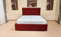 Set Pat Tapițat Mexico cu Saltea Bonell Aloe Vera și Somieră Rabatabilă, Roșu Catifelat 180x200 6