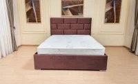 Set Pat Tapițat Mexico cu Saltea Bonell Aloe Vera și Somieră Rabatabilă, Mov 180x200