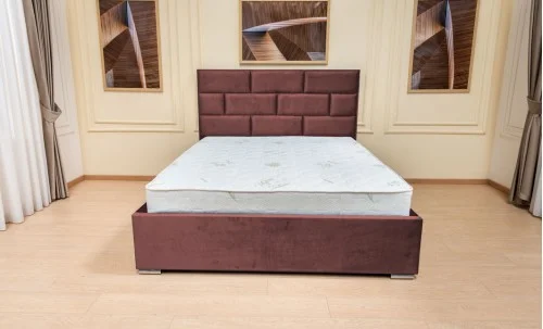 Set Pat Tapițat Mexico cu Saltea Bonell Aloe Vera și Somieră Rabatabilă, Mov 180x200