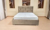 Set Pat Tapițat Mexico cu Saltea Bonell Aloe Vera și Somieră Rabatabilă, Bej 140x200 3