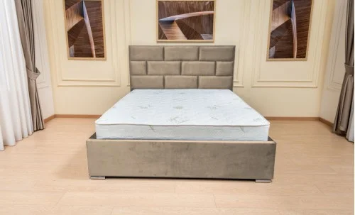 Set Pat Tapițat Mexico cu Saltea Bonell Aloe Vera și Somieră Rabatabilă, Bej 140x200