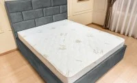 Set Pat Tapițat Mexico cu Saltea Bonell Aloe Vera și Somieră Rabatabilă, Gri Albăstrui 160x200 10