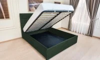 Set Pat Tapițat Mexico cu Saltea Bonell Aloe Vera și Somieră Rabatabilă, Verde Olive Închis 140x200 2