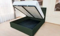 Set Pat Tapițat Mexico cu Saltea Bonell Aloe Vera și Somieră Rabatabilă, Verde Olive Închis 140x200 7