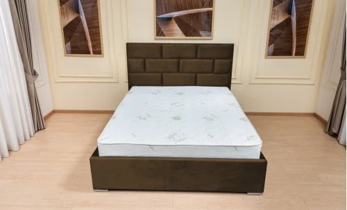 Set Pat Tapițat Mexico cu Saltea Bonell Aloe Vera și Somieră Rabatabilă, Maro 140x200