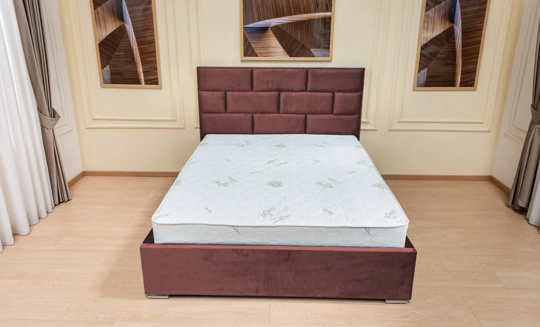 Set Pat Tapițat Mexico cu Saltea Bonell Aloe Vera și Somieră Rabatabilă, Mov 180x200 6