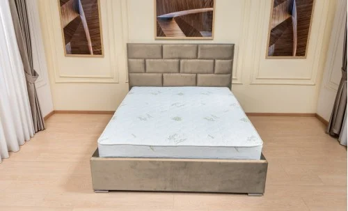 Set Pat Tapițat Mexico cu Saltea Bonell Aloe Vera și Somieră Rabatabilă, Bej 140x200