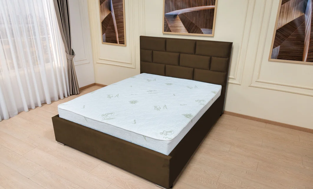 Set Pat Tapițat Mexico cu Saltea Bonell Aloe Vera și Somieră Rabatabilă, Maro 140x200 10