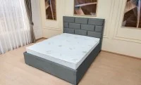 Set Pat Tapițat Mexico cu Saltea Bonell Aloe Vera și Somieră Rabatabilă, Gri Albăstrui 160x200 8