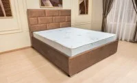 Set Pat Tapițat Mexico cu Saltea Bonell Aloe Vera și Somieră Rabatabilă, Cafeniu Deschis 160x200 3
