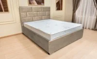 Set Pat Tapițat Mexico cu Saltea Bonell Aloe Vera și Somieră Rabatabilă, Bej 140x200