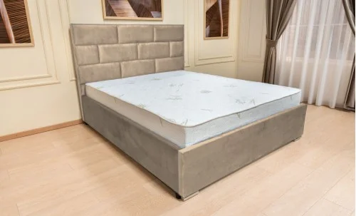 Set Pat Tapițat Mexico cu Saltea Bonell Aloe Vera și Somieră Rabatabilă, Bej 140x200