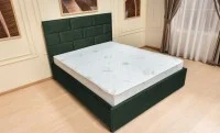 Set Pat Tapițat Mexico cu Saltea Bonell Aloe Vera și Somieră Rabatabilă, Verde Olive Închis 140x200 3