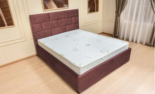 Set Pat Tapițat Mexico cu Saltea Bonell Aloe Vera și Somieră Rabatabilă, Mov 180x200
