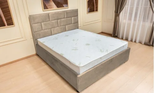 Set Pat Tapițat Mexico cu Saltea Bonell Aloe Vera și Somieră Rabatabilă, Bej 140x200