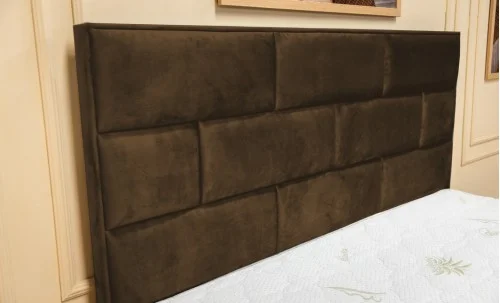 Set Pat Tapițat Mexico cu Saltea Bonell Aloe Vera și Somieră Rabatabilă, Maro 140x200