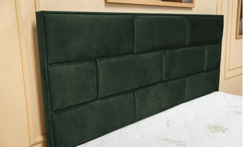 Set Pat Tapițat Mexico cu Saltea Bonell Aloe Vera și Somieră Rabatabilă, Verde Olive Închis 140x200