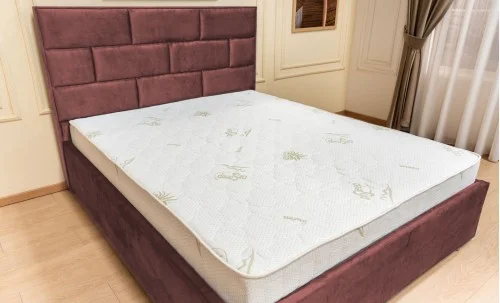 Set Pat Tapițat Mexico cu Saltea Bonell Aloe Vera și Somieră Rabatabilă, Mov 180x200