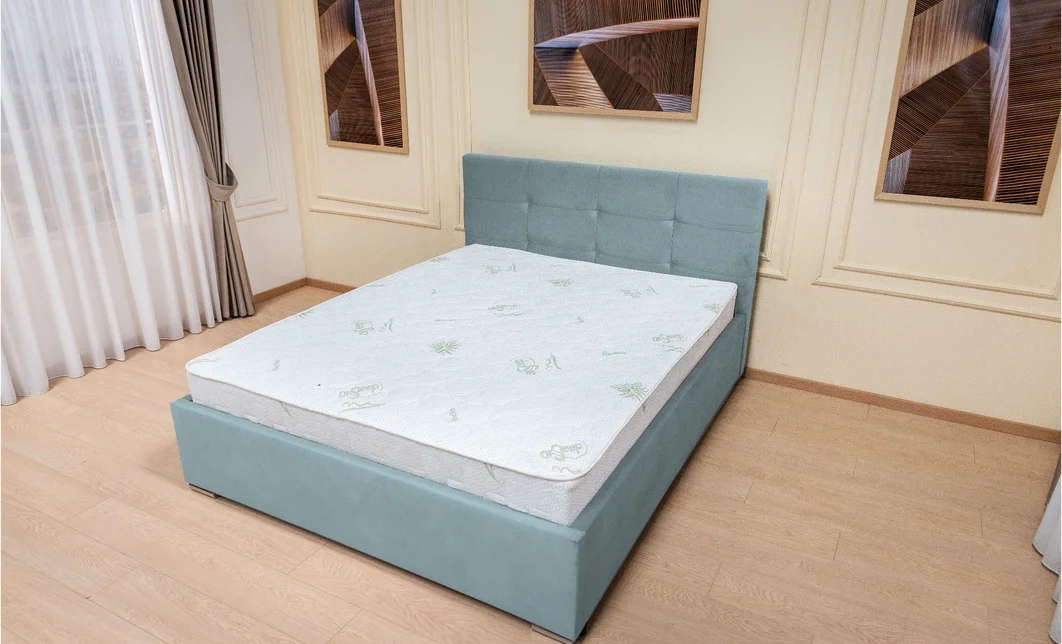 Set Pat Tapițat Fresh cu Saltea Bonell Aloe Vera și Somieră Rabatabilă, Gri Albăstrui 180x200 9
