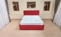 Set Pat Tapițat Fresh cu Saltea Bonell Aloe Vera și Somieră Rabatabilă, Roșu Catifelat 140x200 4