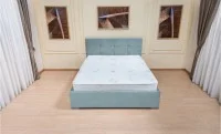 Set Pat Tapițat Fresh cu Saltea Bonell Aloe Vera și Somieră Rabatabilă, Gri Albăstrui 180x200 4