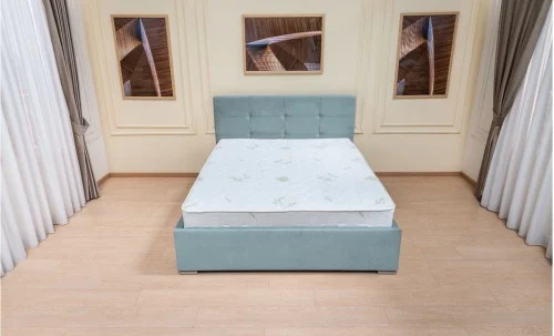 Set Pat Tapițat Fresh cu Saltea Bonell Aloe Vera și Somieră Rabatabilă, Gri Albăstrui 180x200