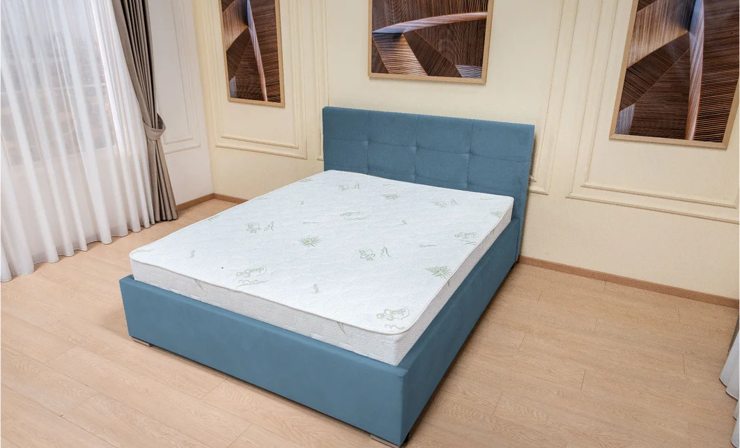 Set Pat Tapițat Fresh cu Saltea Bonell Aloe Vera și Somieră Rabatabilă, Albastru 160x200 9