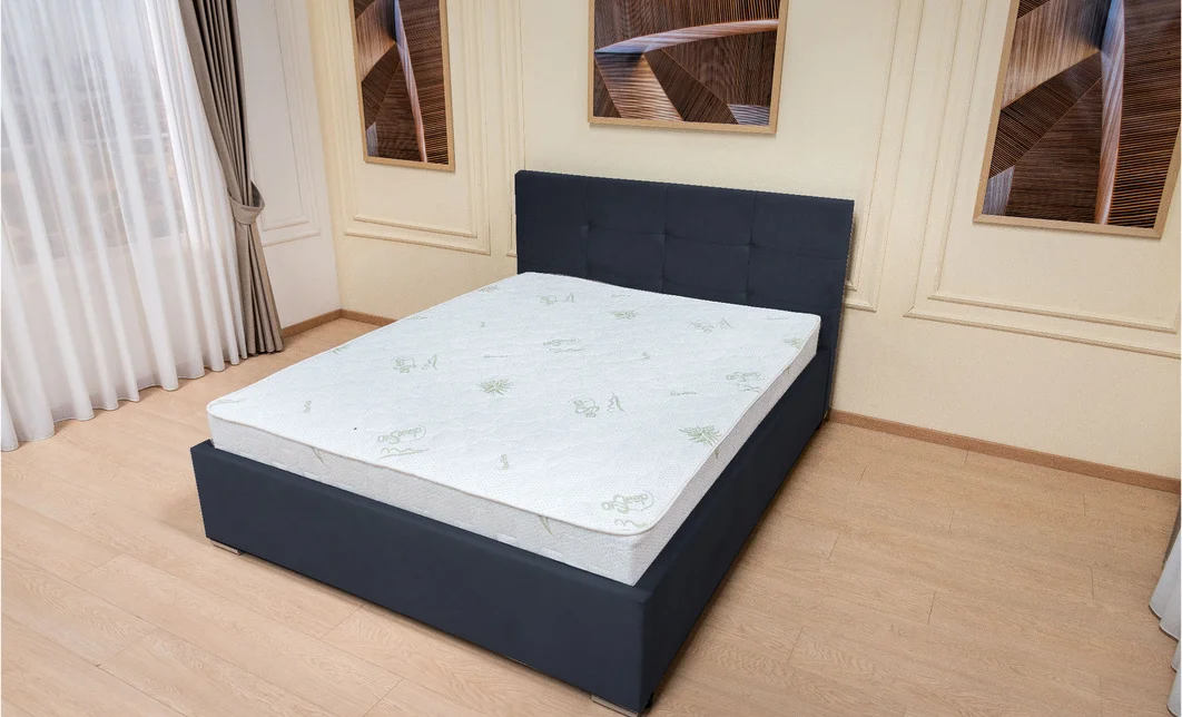 Set Pat Tapițat Fresh cu Saltea Bonell Aloe Vera și Somieră Rabatabilă, Albastru Închis 140x200 9