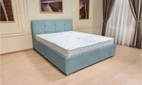 Set Pat Tapițat Fresh cu Saltea Bonell Aloe Vera și Somieră Rabatabilă, Gri Albăstrui 180x200 3