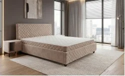 Set Pat Tapitat cu Saltea Cezar, Bej 160 x 200