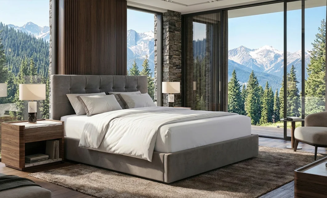 Pat Tapițat Cremona cu Somieră Rabatabilă KJB5734, Gri 160x200  2