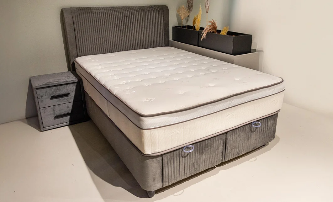 Set Pat Tapitat cu Saltea Bella Grey 140x200 6