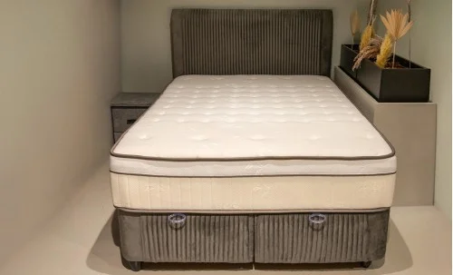 Set Pat Tapitat cu Saltea Bella Grey 140x200