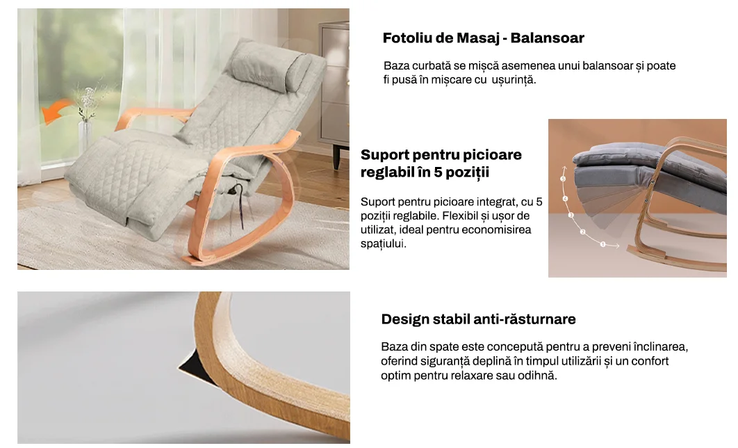 Fotoliu R05 Bej cu Funcție de Masaj 6