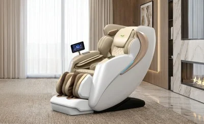 Fotoliu de Masaj A100 Alb, Masaj 3D, Șină SL Ultra-Long, Zero Gravity, Stretching, Încărcare Wireless