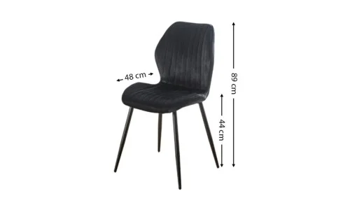 Set 4 Scaune Living Tapițate KJC104 Negru