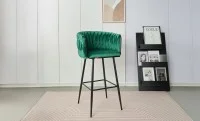 Scaun Bar KJC365 Verde cu Picioare Negre
